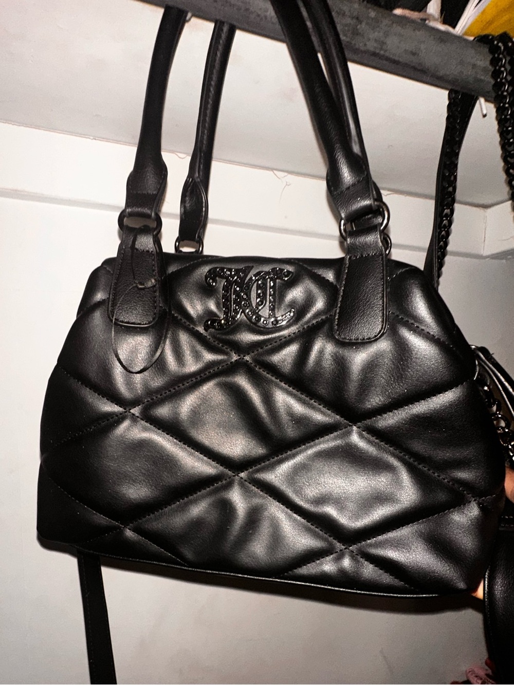 Juicy Couture Black Quilted Leather Satchel Handbag - Unbranded